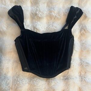 VS NWT Black Velvet Sleeveless Corset Top